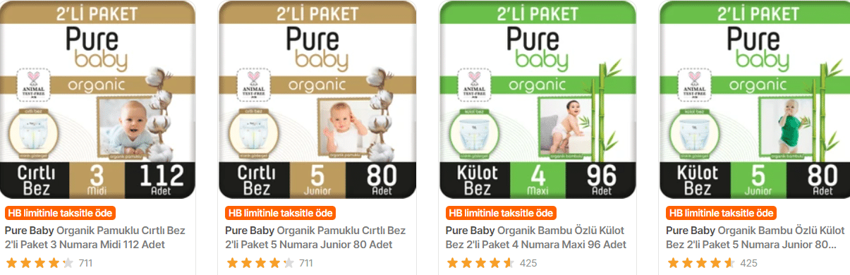 Pure Baby Ürünlerinde 2.si 1 TL !