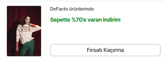 Efsane Kasım İndirimleri Hepsiburada'da Devam Ediyor! Defacto Ürünlerinde %70'e Varan İndirimler!