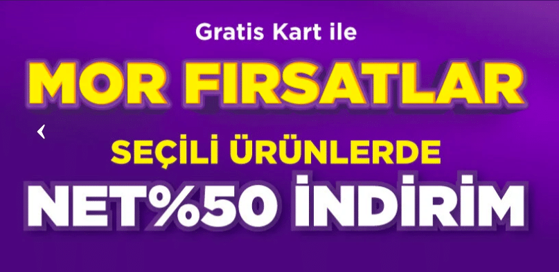 Gratis Seçili Ürünlerde %50 İndirim