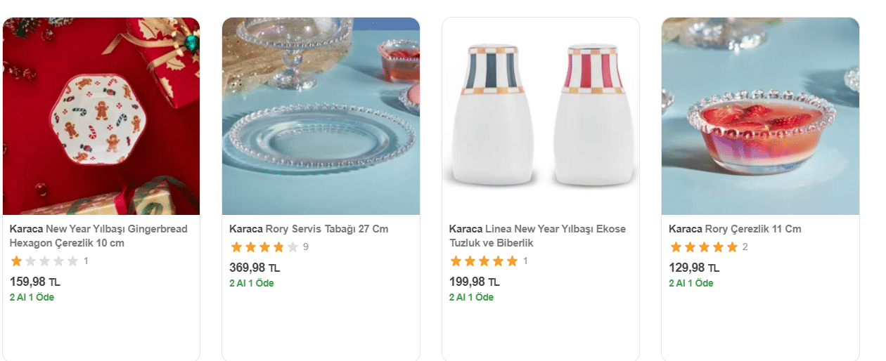 Karaca Mutfak ve Sofra Ürünlerinde 1 Alana 1 Bedava