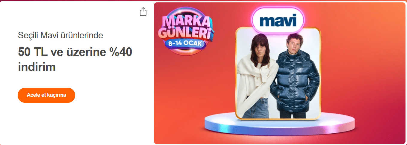 Mavi %40 indirim