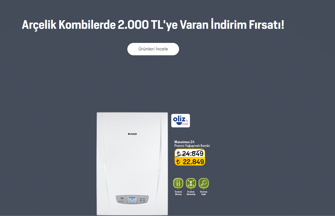 arçelik kombi indirim