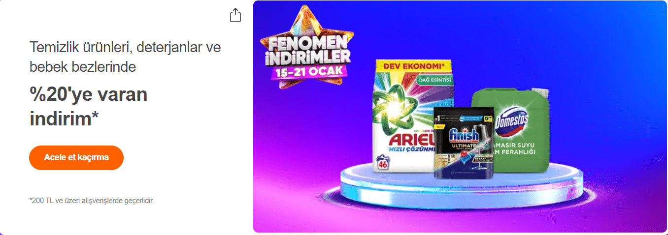 Hepsi Burada Temizlik ve Deterjan indirimleri