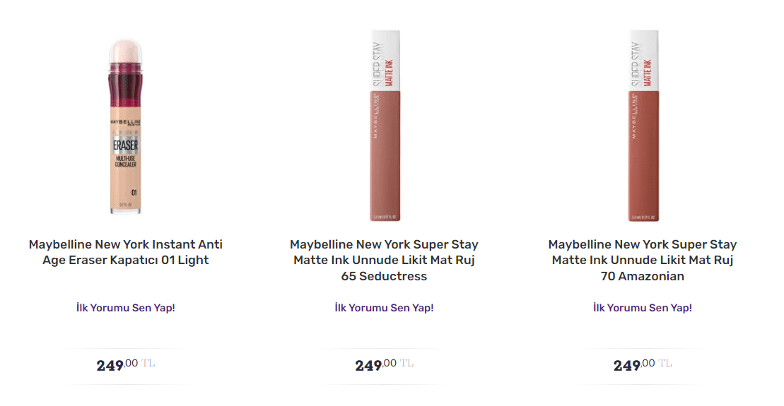 Gratis maybelline ruj tek fiyat