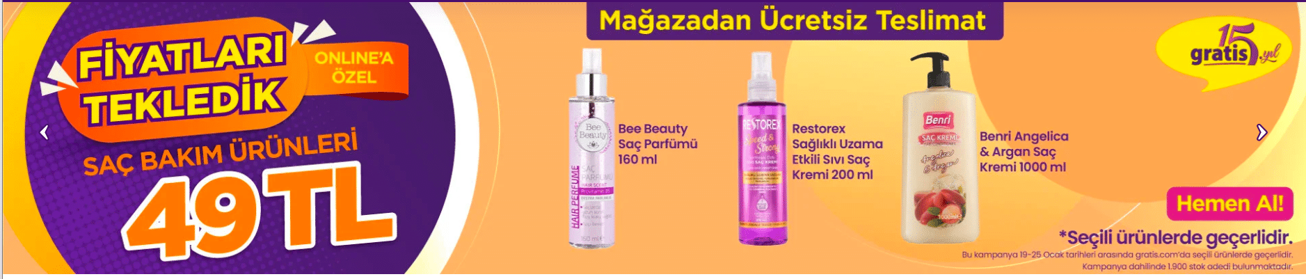 Gratis Online'da Saç Bakım Ürünleri Özel Fiyatıyla!